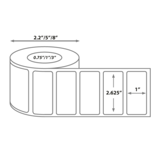 2.625 x 1 Direct Thermal Labels on a 3" core