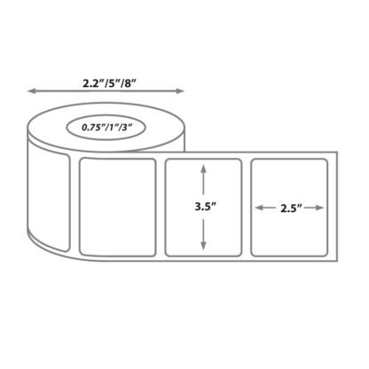 3.5 x 2.5 Direct Thermal Labels on a 3" core
